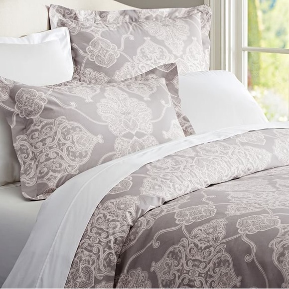 Pottery Barn Bedding Pottery Barn Alana Medallion Grey King Duvet